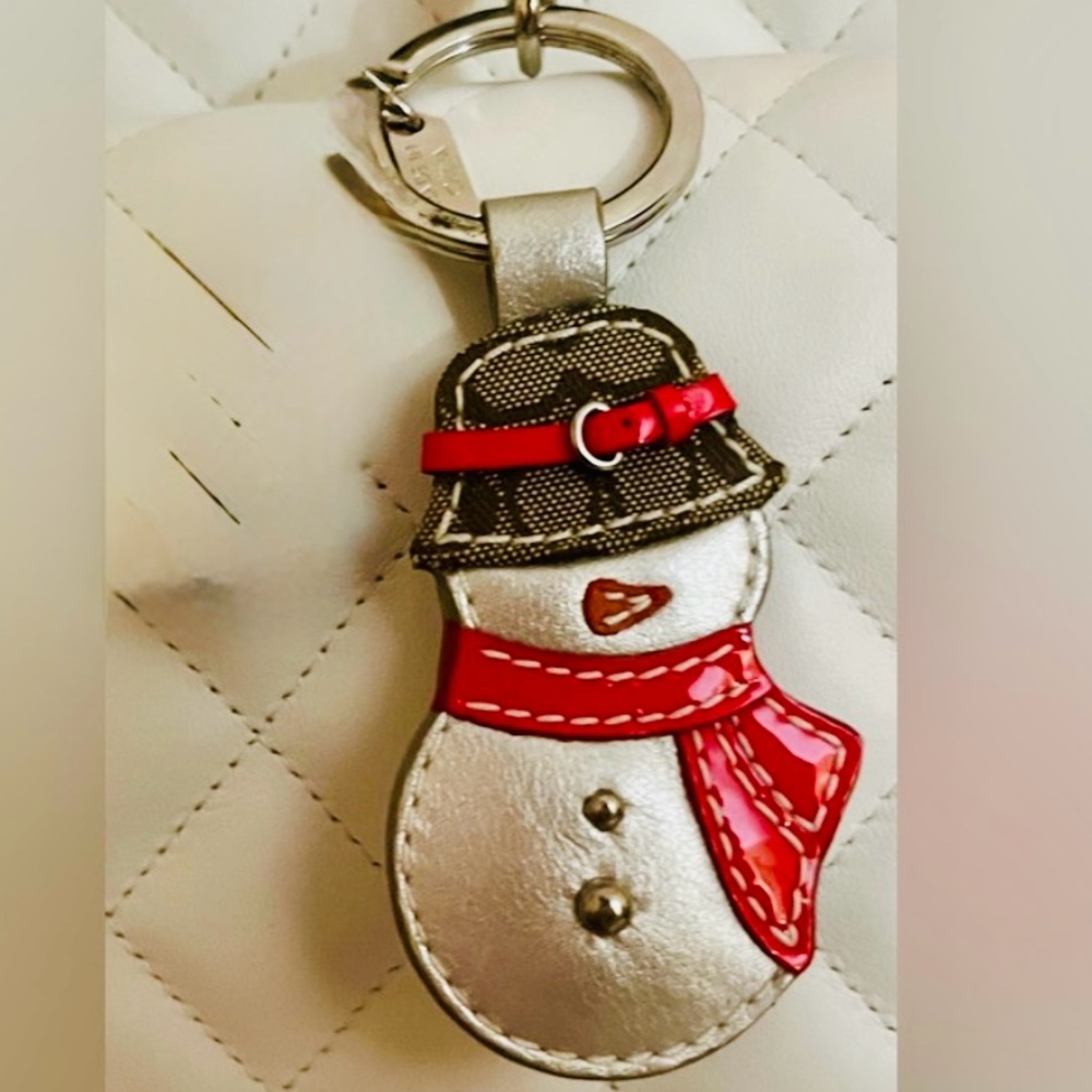 Coach 2008 Signature Snowman Keychain Bag Charm Red, White, Silver Rare - EUC - Picture 6 of 8